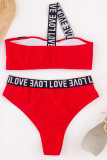 Red Fashion Sexy Solid Split Joint Swimwears