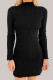Black Sexy Solid Patchwork Turtleneck Wrapped Skirt Dresses