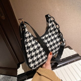 Deep Coffee Fashion Casual Plaid Shoulder Bags