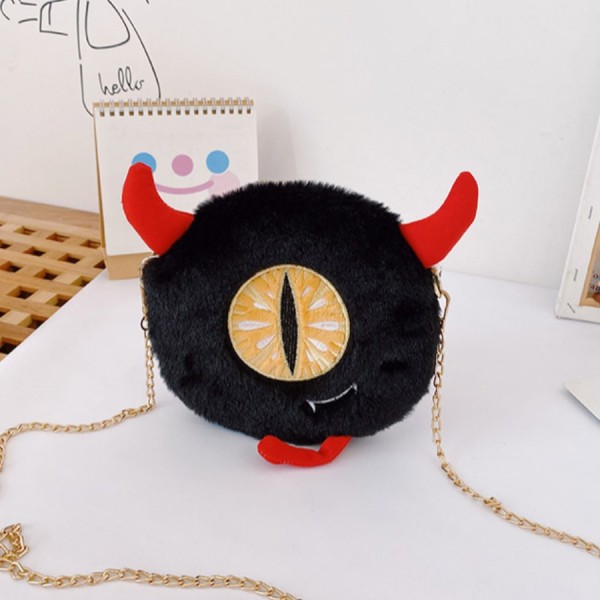 Black Fashion Casual Patchwork Cartoon Chain Strap Crossbody Bag