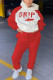 Red Street Print Hooded Collar Long Sleeve Two Pieces