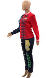 Black Street Letter Patchwork O Neck Outerwear