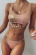 Pink Sexy Animal Print Patchwork Chains Swimwears