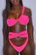 Rose Red Fashion Sexy Solid Hollowed Out Backless Swimwears