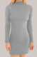 Grey Sexy Solid Patchwork Turtleneck Wrapped Skirt Dresses