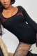 Black Street Solid Embroidered Square Collar Skinny Bodysuits