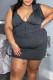 Grey Sexy Casual Solid Basic V Neck Sleeveless Dress