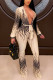 Multicolor Sexy Print Bandage V Neck Straight Jumpsuits