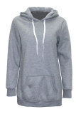 Grey hooded Solid Patchwork Polyester Patchwork Long Sleeve Sweats & Hoodies