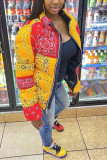 Yellow Fashion Casual Print Cardigan Outerwear
