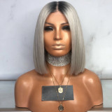 Silver Gray Fashion Solid Short Straight Hair Wigs