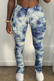 Red Sportswear Patchwork Tie-dye Skinny High Waist Speaker Bottoms