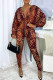Leopard Print Fashion Sexy Leopard Backless V Neck Regular Jumpsuits