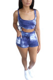 Red Polyester Fashion Active adult Ma'am Tie Dye Two Piece Suits pencil Sleeveless Two Pieces