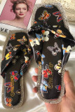 White Fashion Casual Butterfly Print Slippers
