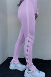 purple White Black Green Pink Apricot Orange purple Polyester Zipper Fly High Solid Zippered Boot Cut Pants Bottoms