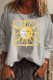 Grey Sweet Print Pullovers O Neck Tops