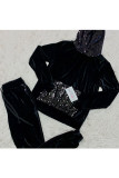 Grey Polyester Casual Sequin Solid Two Piece Suits Patchwork pencil Long Sleeve