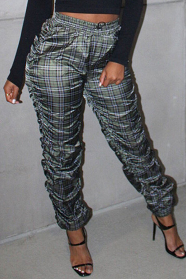 Grey Sexy Print Fold Loose High Waist Bottoms