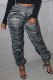Grey Sexy Print Fold Loose High Waist Bottoms