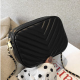 Black Fashion Casual Solid Chain Strap Crossbody Bag