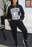 Grey Casual Print O Neck Long Sleeve Two Pieces