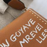 Brown Fashion Casual Letter Print Crossbody Bag