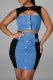 Light Blue Sexy Solid Hollowed Out O Neck Sleeveless Two Pieces