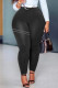 Black Casual Sportswear Solid Basic Skinny High Waist Trousers