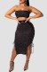 Black Fashion Sexy Patchwork Hollowed Out Strap Design Sleeveless Two Pieces
