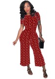 Red Polyester Dot Patchwork Print Fashion sexy Jumpsuits & Rompers