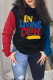 Black Casual Letter Print Patchwork O Neck Tops