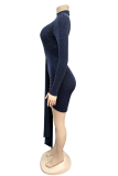 Red Sexy Patchwork Sequins Half A Turtleneck Irregular Dress Dresses