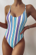 Blue Sexy Print Split Joint Swimwears