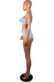 Rose Red Fashion Sexy Print Hollowed Out Swimwears