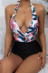 Black Sexy Print Bandage Split Joint Swimwears