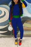 Red Casual Solid Patchwork O Neck Long Sleeve Two Pieces