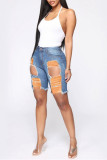 Green Fashion Casual Solid Ripped Split Joint High Waist Straight Jeans