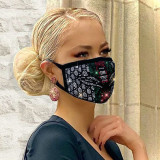 Black Fashion Casual Hot Drilling Decorative White Face Mask