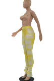 Yellow Work Daily Print Regular Mid Waist Speaker Bottoms