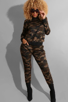 Camouflage Polyester Street Fashion adult Camouflage Two Piece Suits Print pencil Long Sleeve Two-piece Pants