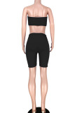 Black Polyester Fashion Active adult Ma'am Solid Two Piece Suits pencil Sleeveless Two Pieces