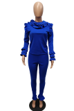 Deep Pink Casual Solid Patchwork Long Sleeve Two Pieces