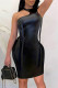 Black Sexy Solid Hollowed Out Patchwork Backless O Neck Sleeveless Dress