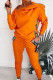 Orange Fashion Casual Street Polyester Solid Regular Two Pieces