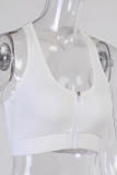 White Sexy Solid Split Joint O Neck Tops