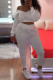 Grey Fashion Casual Solid Basic V Neck Long Sleeve Two Pieces