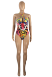 Colour Sexy Print Hollowed Out Swimwears