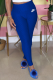 Blue Street Print Patchwork Skinny Mid Waist Pencil Positioning Print Bottoms