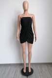 Black Sexy Solid Split Joint Off the Shoulder Irregular Dress Dresses